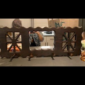 *SOLD* Real wood wall coat hanger w/mirror
